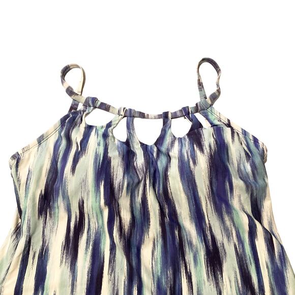24th & Ocean Tankini Medium Women Navy Tie Dye Padded Neckline Cutout Detail - Picture 2 of 12